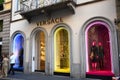 Versace store facade and displays in the fashion district of Milan Royalty Free Stock Photo